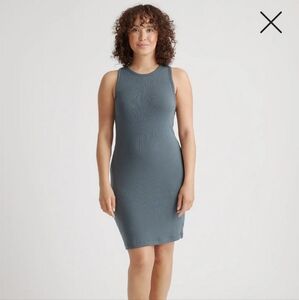 Quince Heather Gray Tencel Rib Knit Sleeveless Mini Dress, size XS